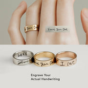 Personalized Gift Engraved Band Ring Custom Handwriting Actual Signature Ring