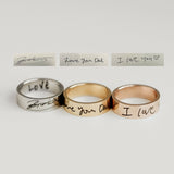 Personalized Ring Engraved Band Ring Custom Handwriting Actual Signature Ring Memorial Gift