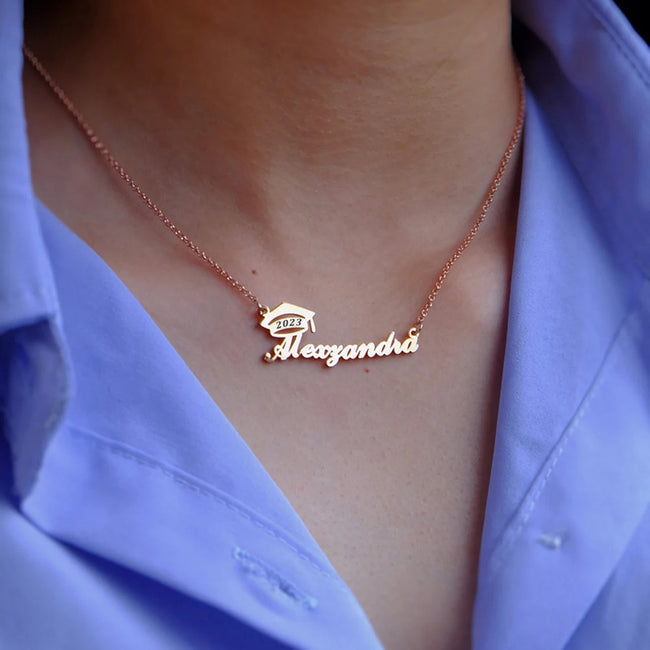 Personalized Graduation Necklace Custom Bachelor Cap Name Necklace Grad Gift For Her 2023 Graduation Gift Name Necklace Gift For Girl