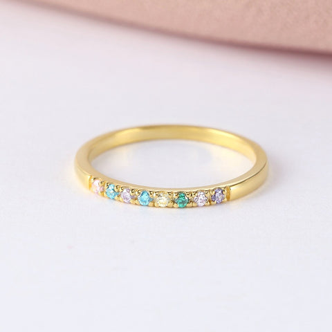 Sterling Silver Personalized Birthstone Ring