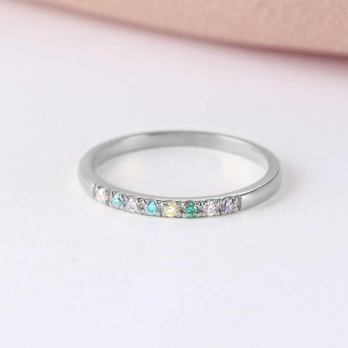 Sterling Silver Personalized Birthstone Ring– romanticwork