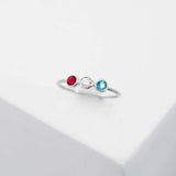 Birthstones Ring • 3 Stone Ring • Personalize Birthstone Gift for Mom • Triple Birthstone Ring • Three Diamond Engagement Ring