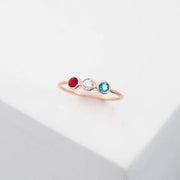 Birthstones Ring • 3 Stone Ring • Personalize Birthstone Gift for Mom • Triple Birthstone Ring • Three Diamond Engagement Ring