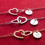 Personalized Double Hearts Anklet 1-2 Initial Anklet Mother's Day Christmas Gift Birthday Mother Mom Daughter
