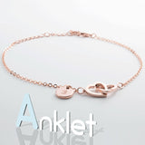 Personalized Double Hearts Anklet 1-2 Initial Anklet Mother's Day Christmas Gift Birthday Mother Mom Daughter