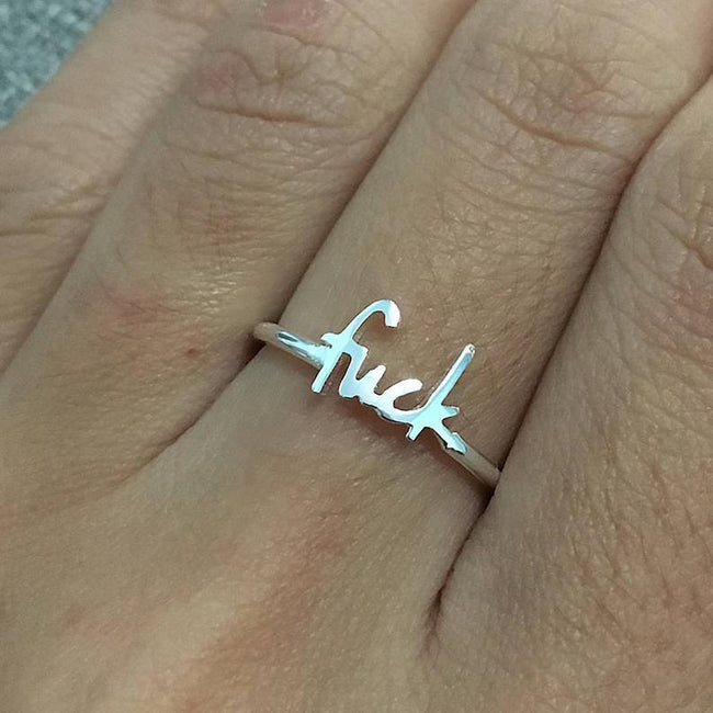 Fashion 925 Silver Fuck Ring Fuck Off Ring Fuck Jewelry Simple Ring