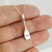 Sterling Silver Personalized Engraved Rowing Oar Crew Pendant Necklace