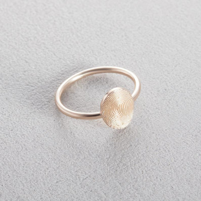 Memorial Thumbprint Ring Personalized Fingerprint Jewelry Custom Dainty Ring Remembrance Ring