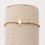 Sterling Silver Personalized Cross Bracelet Name Bracelet Religious Bracelet