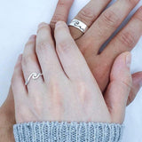 Wave Couple Rings 925 Silver Promise Ring Set His and Hers Matching Rings For Couples Wedding Bands Set