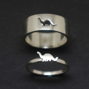 Dinosaur Promise Ring for CouplesBrachiosaurus Jewelry, Matching His and Her Ring, Alternative Engagement Ring, Boyfriend Husband Gift