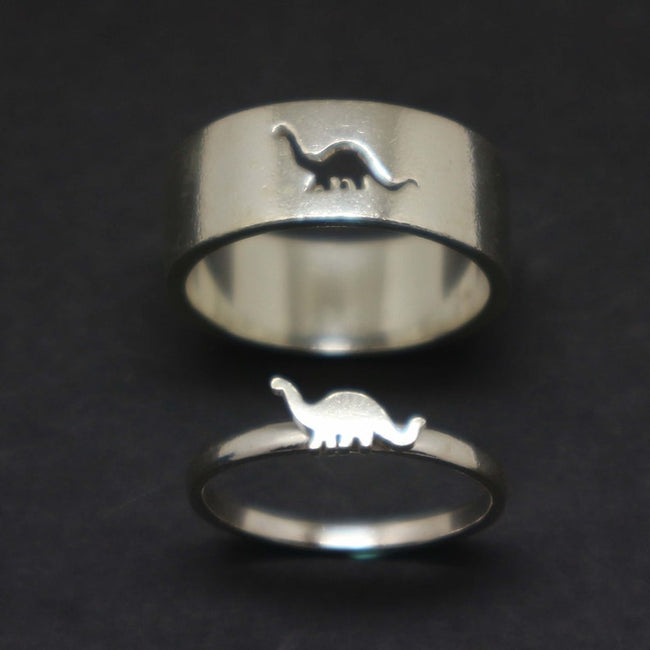 Dinosaur Promise Ring for Couples  Brachiosaurus Jewelry, Matching His and Her Ring, Alternative Engagement Ring, Boyfriend Husband Gift