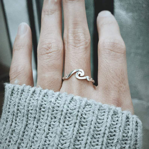 925 Silver Wave Ring Ocean Ring Dainty Ring Inspirational Wave Jewelry Beach Jewelry Minimalist Ring Gift