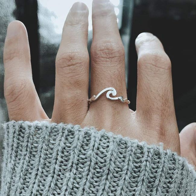 Silver Wave Ring, Wave Ring, Ocean Ring, Dainty Ring, Wave Jewelry, Beach Jewelry, Ocean Jewelry, Minimalist Ring Gift