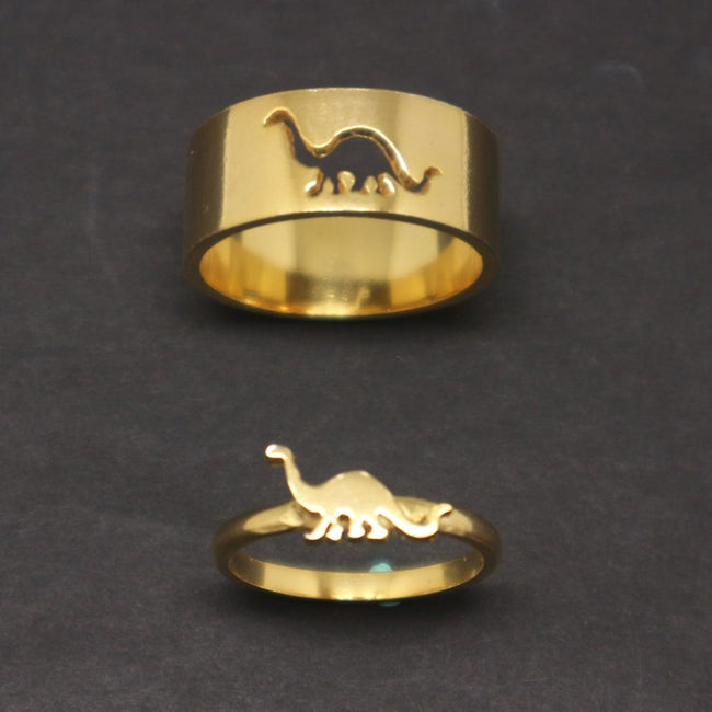 Dinosaur Promise Ring for Couples  Brachiosaurus Jewelry, Matching His and Her Ring, Alternative Engagement Ring, Boyfriend Husband Gift