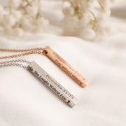 Sterling Silver Personalized 2 Sided Engraved Vertical Bar Pendant Necklace
