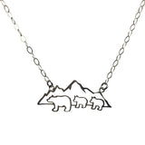 Mountain Mama Bear with 2 Cubs Necklace Sterling Silver Mama Bear Necklace Mothers Day Gift for Mom from Child Son Daughter Children Kids