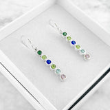 Sterling Silver Family Birthstone Dangle Earrings