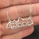 Mountain Mama Bear with 2 Cubs Necklace Sterling Silver Mama Bear Necklace Mothers Day Gift for Mom from Child Son Daughter Children Kids