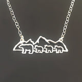 Mountain Mama Bear with 2 Cubs Necklace Sterling Silver Mama Bear Necklace Mothers Day Gift for Mom from Child Son Daughter Children Kids