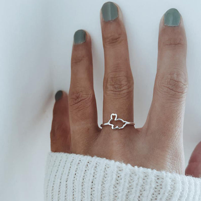 Sterling Silver Animal Ring Cute Bunny Ring Shark Ring Sloth Ring Hedgehog Ring Turtle Ring Dainty Animal Jewelry for Women