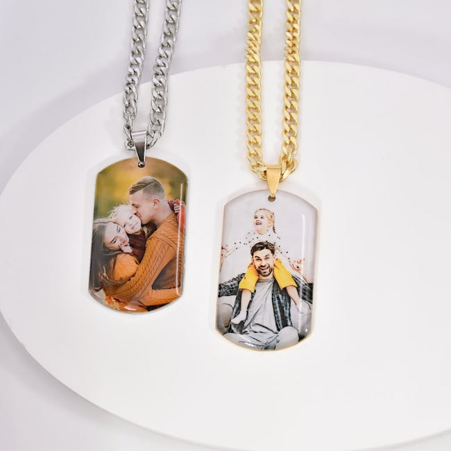 Custom Personalized Photo Necklace Stainless Steel Picture Photo Pendant Necklace Gift for Him