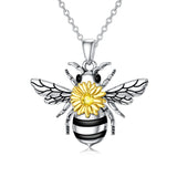 Bee Necklaces for Women Sterling Silver with CZ Honey Jewelry Honeycomb Bumble Bee Themed Christmas Halloween Mothers Day Gifts for Women Girls Wife
