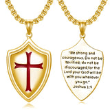 Sterling Silver Knights Templar Necklace Cross Shield Necklace with Stainless Steel Chain Men's Necklace