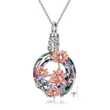 Lotus Urn Necklaces for Ashes of Loved Ones 925 Sterling Silver Cremation Jewelry for Women Heart Urn