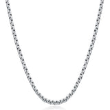 925 Sterling Silver Round Box Chain  2MM, Square Rolo Chain Necklace for Men Women