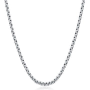 925 Sterling Silver Round Box Chain2MM, Square Rolo Chain Necklace for Men Women