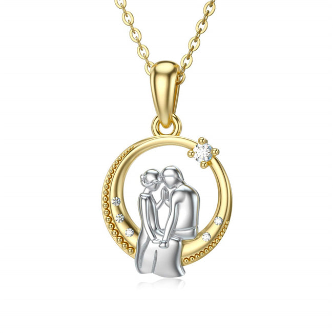 14K Gold Lovers Couple Necklace for Women Lover's Necklace Jewelry for Her Valentine's Day/Birthday/Anniversary