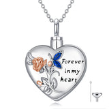 Ashes Necklaces Heart Cremation Jewelry Funnel Filler Memory Pendant Rose Butterfly Zircon Keepsake Gifts for Women Girl Teen