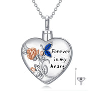 Ashes Necklaces Heart Cremation Jewelry Funnel Filler Memory Pendant Rose Butterfly Zircon Keepsake Gifts for Women Girl Teen