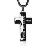 Soccer Cross Necklace for Boys Bible Verse I CAN DO All Things Stainless Steel Sport Pendant for Men