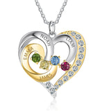 925 Silver Necklace with Birthstones Personalized Custom Name Necklace Pendant For Women Mother