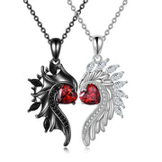 Angel and Devil Couples Necklace Sterling Silver Matching Necklace Love Pendant Couples Jewelry Gifts for Couple Her Him