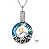Mountain Range Urn Necklace for Ashes Sterling Silver Crystal Mountain Pendant Necklace Nature Jewelry Gift for Women
