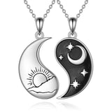 Yin Yang Necklace Sun Moon Sterling Silver Couple Necklaces Matching Couples Jewelry For Women Men Gift