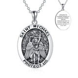 Sterling Silver Saint Michael Necklace Jewelry for Men Protect Us Pendant Jewelry for Father  St Michael Medal for Boys