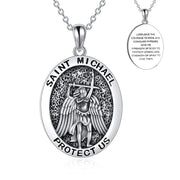 Sterling Silver Saint Michael Necklace Jewelry for Men Protect Us Pendant Jewelry for FatherSt Michael Medal for Boys
