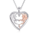 Dragon Necklace Sterling Silver Dragon Heart Pendant Jewelry Gifts for Women Men Her