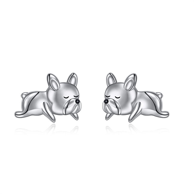 French Bulldog Earrings Stud 925 Sterling Silver Cute Animal Dog Jewelry Gifts for Women Girls