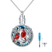 Red Cardinal Urn Necklace Northern Cardinal Gift For Women Audubon Birds 925 Sterling Silver Jewelry for Women