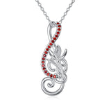 Sterling Silver Birthstone Music Note & Birth Flower Pendant Necklace