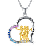 Sterling Silver Sister Necklace for 3 Sisters Pendant, Big Litter Sisters Birthday Jewelry Gift