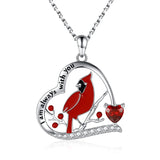 925 Sterling Silver Red Cardinal Necklace I Am Always With You Memorial Pendant Jewelry Gift for Women