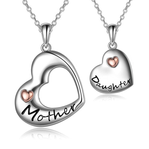 Mother Daughter Necklace Sterling Silver Mothers Day Birthday Jewelry Gifts for Women Mom Daughter