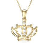 14K Yellow Gold Necklace for Women, Queen Crown Necklace,Gift for Her