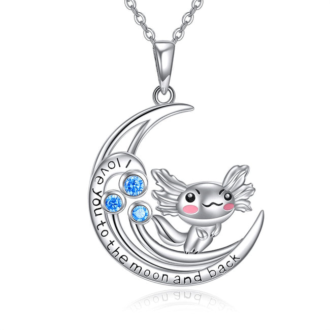 Axolotl Necklace 925 Sterling Silver Axolotl Pendant Cute Animal Jewelry Gift for Women Girls Daughter